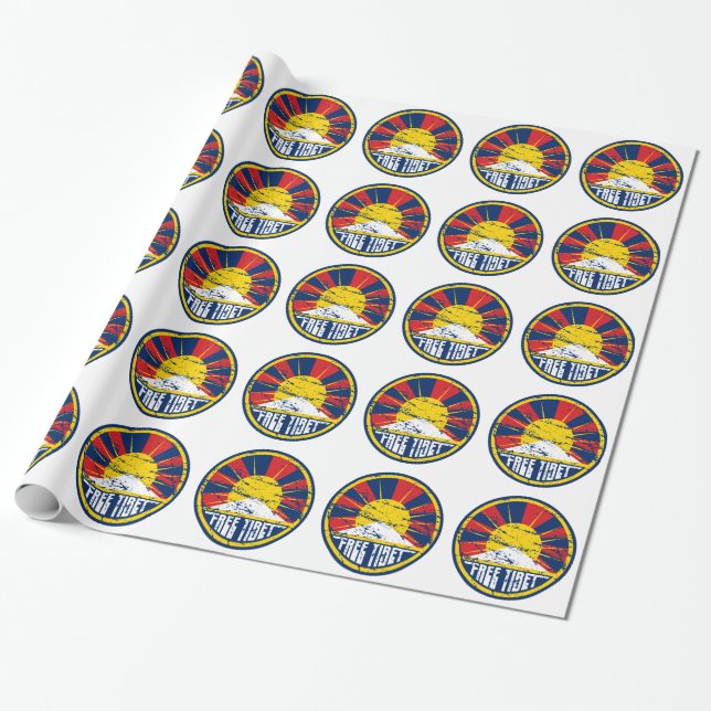 Free Tibet Round Grunge Wrapping Paper (Unrolled)