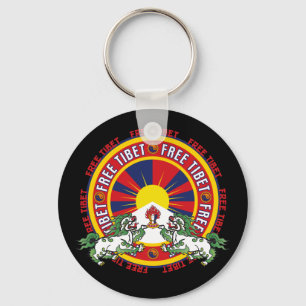 Free Tibet Round Logo Keychain