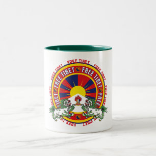 Free Tibet Round Logo Two-Tone Coffee Mug