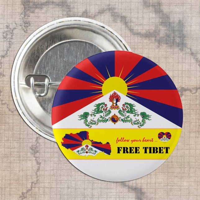 Free Tibet & Tibetan Flag, Map Heart /Tibet Button (Creator Uploaded)