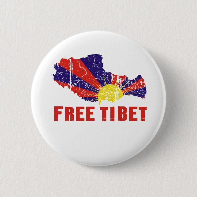 FREE TIBET / TIBETAN FREEDOM 2 INCH ROUND BUTTON (Front)