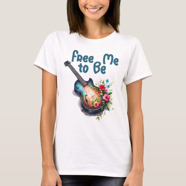 Free to Be Me Floral Guitar T-Shirt (Front)