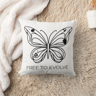 Free to Evolve Butterfly Minimalist Line Art Throw Pillow