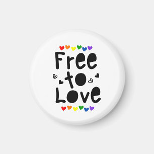 Free To Love Rainbow Pride Hearts LGBTQ Magnet
