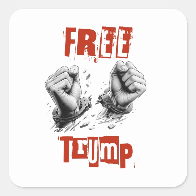 Free Trump - Handcuffs Square Sticker (Front)