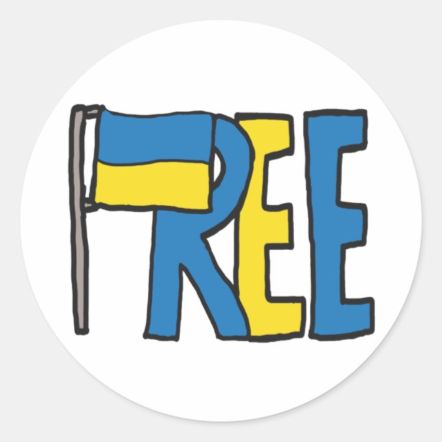 Free Ukraine Classic Round Sticker (Front)