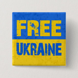 Free Ukraine Grunge Flag 2 Inch Square Button