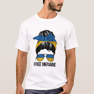 Free Ukraine Messy Bun Support For Ukraine Ukraini T-Shirt