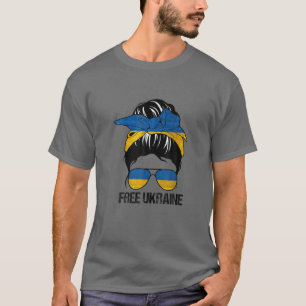 Free Ukraine Messy Bun Support For Ukraine Ukraini T-Shirt
