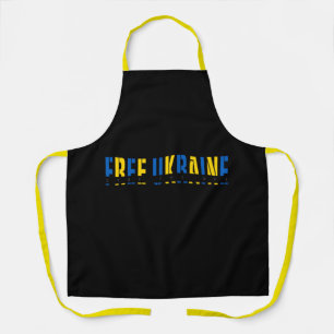 Free Ukraine on Black Background Apron