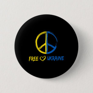 Free Ukraine Peace Sign For Women Men Ukrainian Fl 2 Inch Round Button