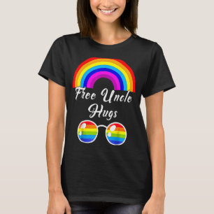 Free Uncle Hugs Lgbt Ally Rainbow Sunglasses Gay P T-Shirt