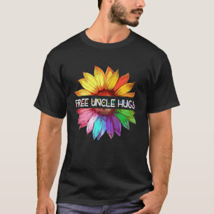 Free Uncle Hugs LGBTQ LGBT Pride Daisy Rainbow Flo T-Shirt