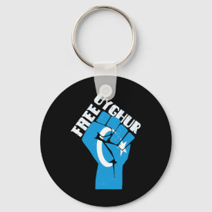 Free Uyghur Resist Fist With Uyghur Flag  Keychain