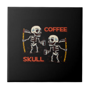 Free vector coffee with two skull modern style tile