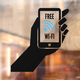 Free Wi-Fi Coffee Doughnut Shop Business Cell Phon Window Cling