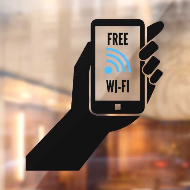 Free Wi-Fi Coffee Doughnut Shop Business Cell Phon Window Cling (Sheet 2)