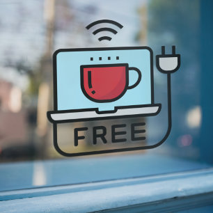 Free WIFI Network Coffee Shop Internet Password Window Cling