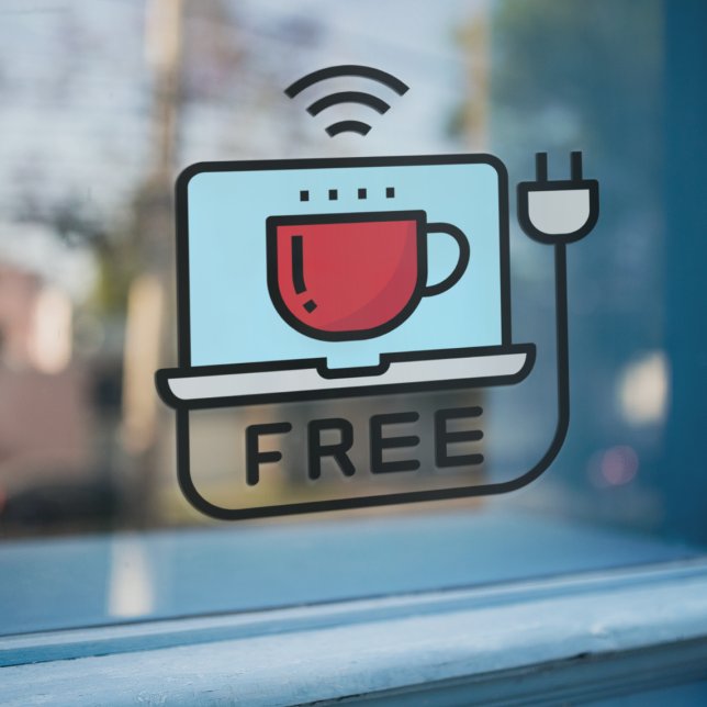 Free WIFI Network Coffee Shop Internet Password Window Cling (Creator Uploaded)