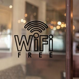 Free Wifi Network Internet Password Coffee Shop  Window Cling
