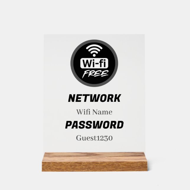Free WiFi Password Sign | Network Name & Password (Front)