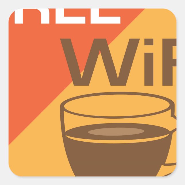 Free Wifi Sign Square Sticker (Front)
