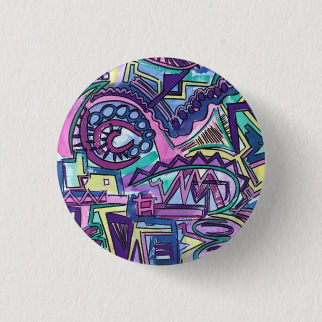 Free Will-Hand Painted Abstract Art 1 Inch Round Button (Front)