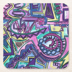 Free Will-Hand Painted Abstract Art Square Paper Coaster