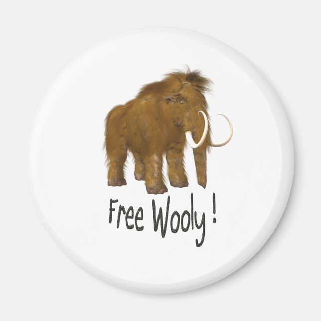 "Free Wooly" Wooly Mammoth Magnet (Front)