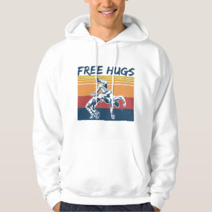 Free Wrestler Hugs Vintage Retro Funny Wrestling Hoodie