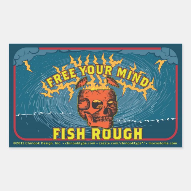 Free Your Mind! Fish Rough! (sheet of 4 stickers) Sticker (Front)