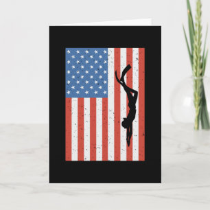 Freediving American Flag Ocean Apnoe Freediver Card