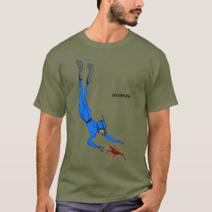 Freediving Diver Observing a Spiny Lobster T-Shirt