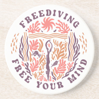 Freediving Free Your Mind Ocean Meditation Diver Coaster