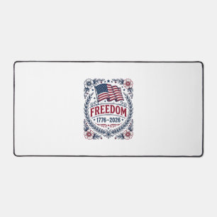 Freedom 1776 Patriotic Vintage Flag Floral Shirt_1 Desk Mat