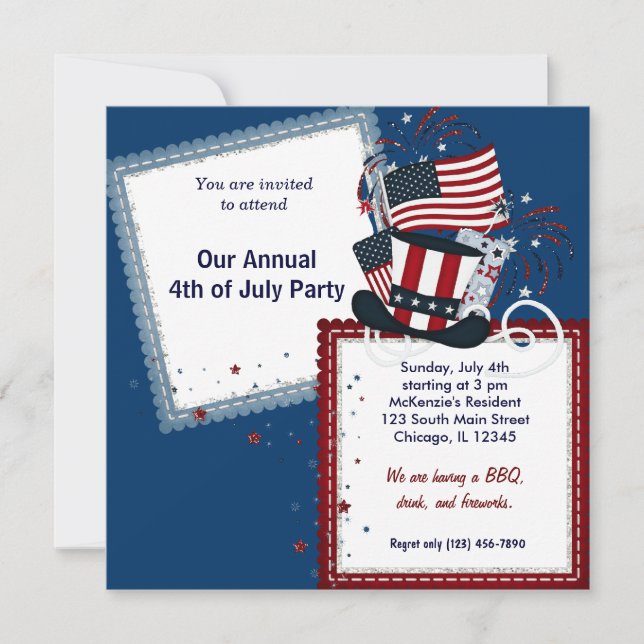 Freedom 4th of July Invitation (Front)