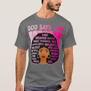 Freedom Afro American Melanin Black Pride Pink Wom T-Shirt