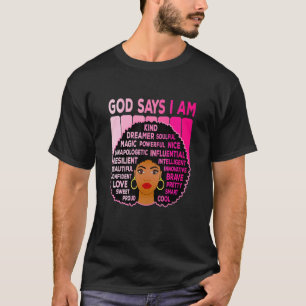 Freedom Afro American Melanin Black Pride Pink Wom T-Shirt
