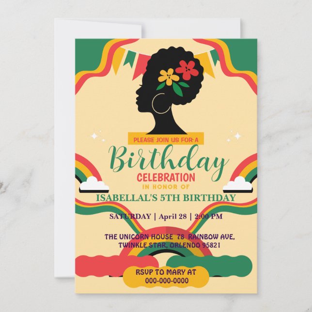 Freedom afro black history month Birthday party Invitation (Front)