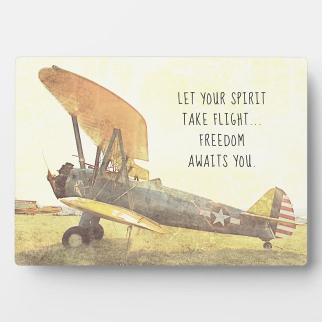 "Freedom" Airplane CUSTOM Biplane Plaque (Front)