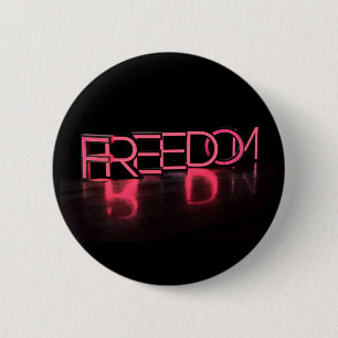 FREEDOM America Red Neon USA 2 Inch Round Button