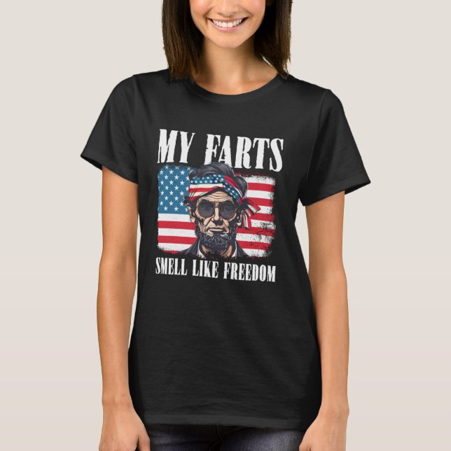 Freedom American Flag 4th Of July Independence Abe T-Shirt (Front)