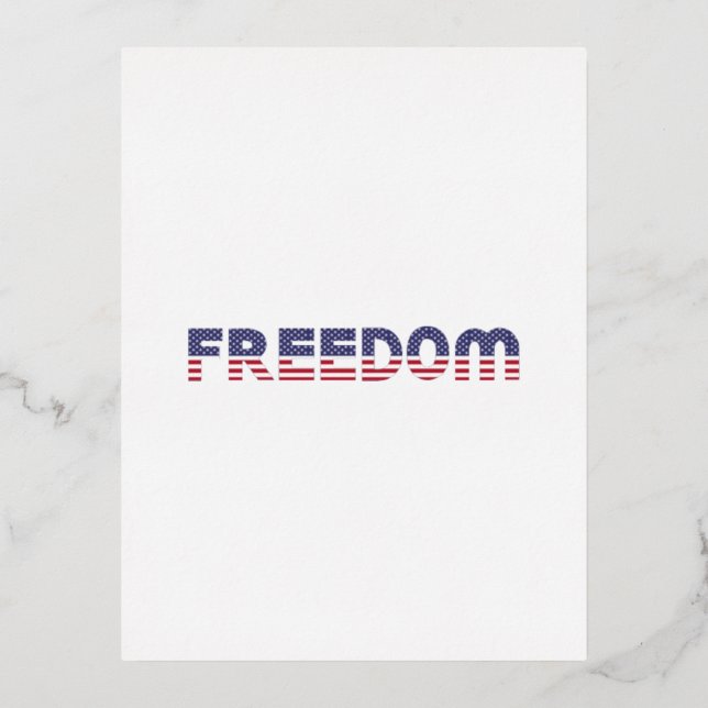 Freedom American Flag for Patriotic & Liberty Foil Invitation Postcard (Front)