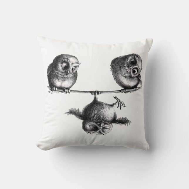 Freedom and Fun - Owls Throw Pillow (Front)