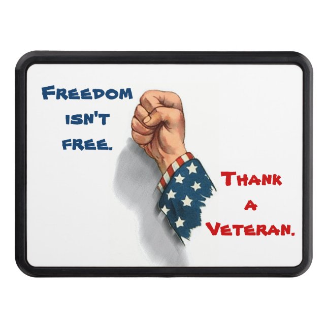 Freedom and Veteran Patriotic Trailer Hitch Cover (Front)
