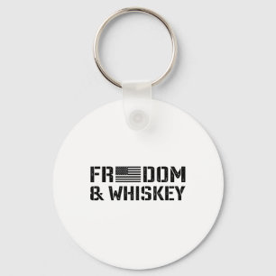 Freedom And Whiskey - 4th Of July Usa Flag Funny M Keychain