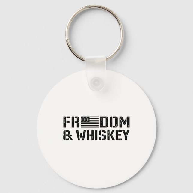 Freedom And Whiskey - 4th Of July Usa Flag Funny M Keychain (Front)