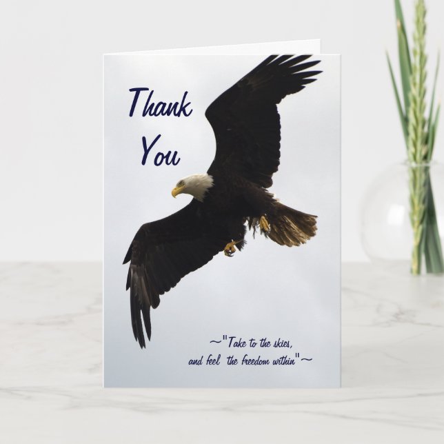 "Freedom" Bald Eagle Thank You Card (Front)
