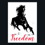 Freedom Black White Pop Art Running Horse Poster<br><div class="desc">Black White Pop Art Running Horse Silhouette / Digital Animal / Horse Art - Horse Head Artwork</div>