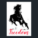 Freedom Black White Pop Art Running Horse Poster<br><div class="desc">Black White Pop Art Running Horse Silhouette / Digital Animal / Horse Art - Horse Head Artwork</div>